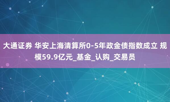 大通证券 华安上海清算所0-5年政金债指数成立 规模59.9亿元_基金_认购_交易员